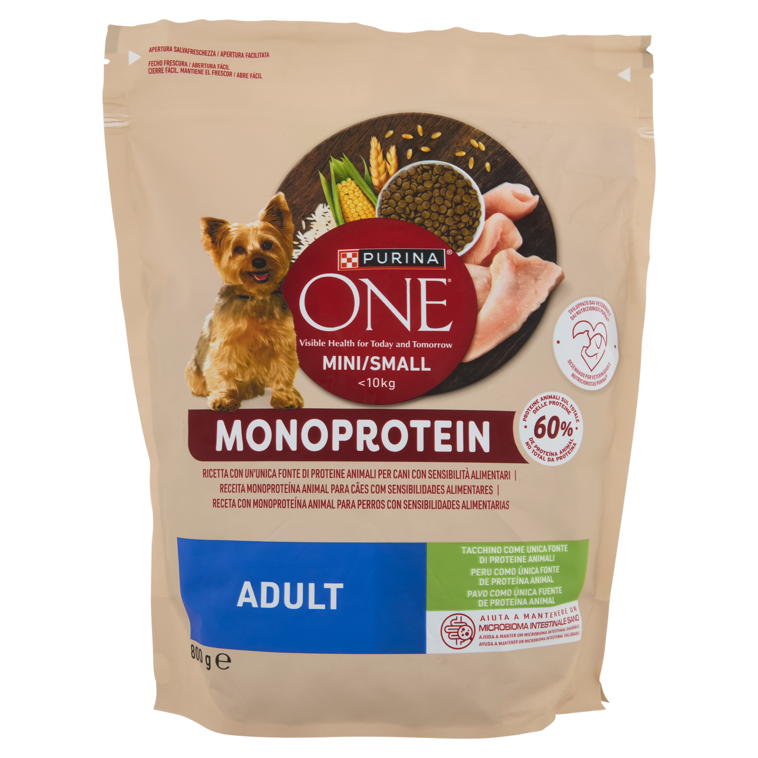 PURINA ONE Mini/Small Monoprotein Adult Tacchino 800g