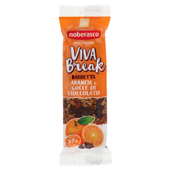 noberasco Viva Break Barretta Arancia e Gocce di Cioccolato 30 g