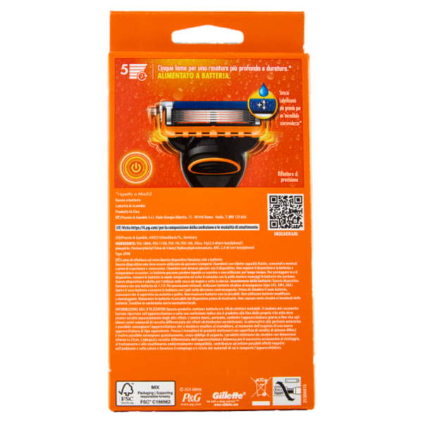 Gillette Fusion5 Power Rasoio da Uomo a 5 Lame, 1 Manico + 2 Lamette + 1 Batteria