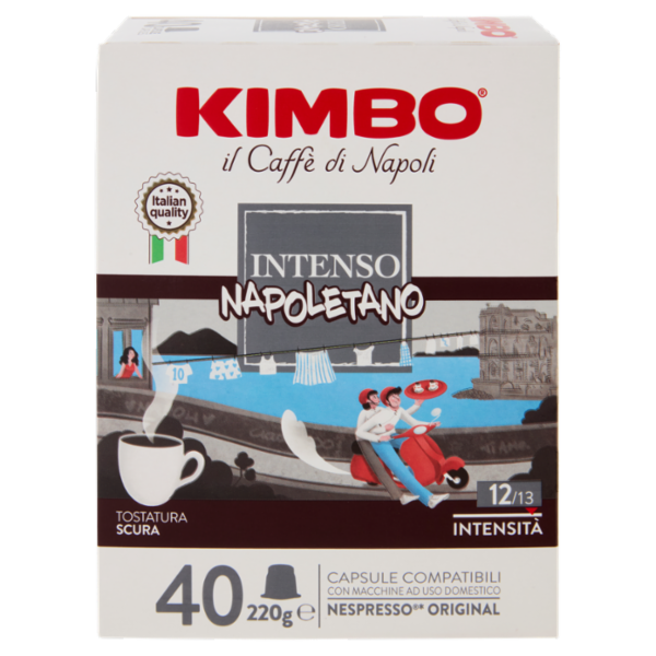Kimbo Intenso Napoletano Capsule Compatibili con Macchine Nespresso* Original 40 x 5,5 g