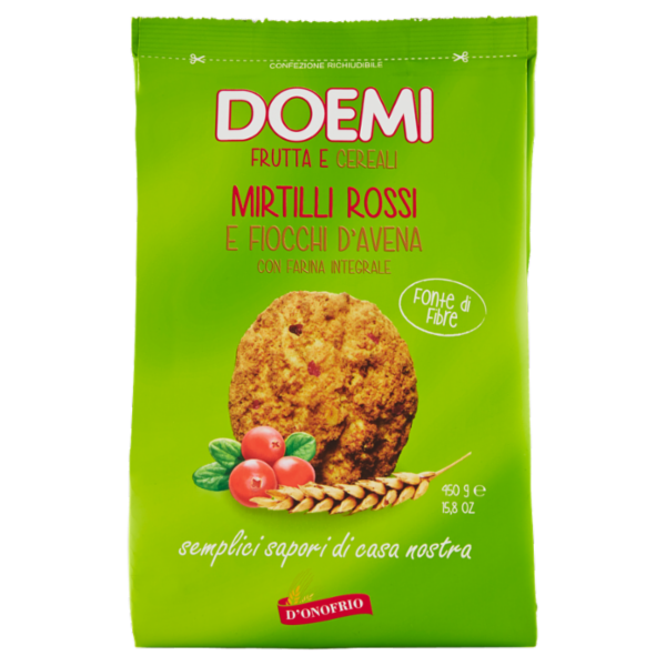 Doemi frutta e cereali Mirtilli rossi e fiocchi d'avena con farina integrale 450 g