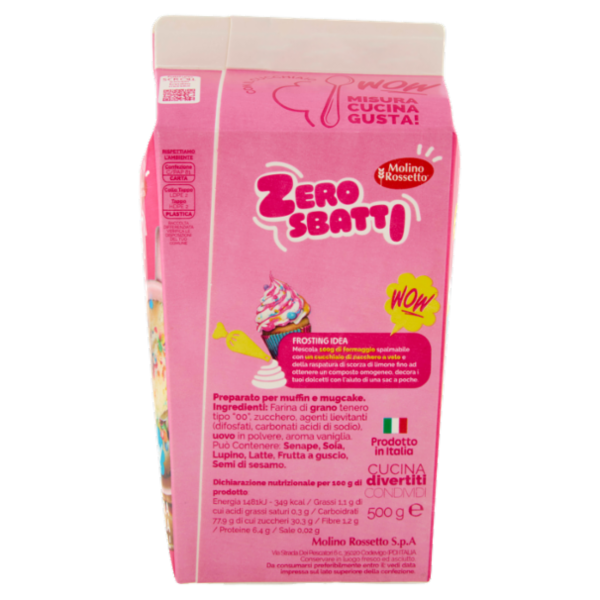 Molino Rossetto Zero Sbatti Vaniglia Preparato per Muffin e deliziose Mugcakes 500 g