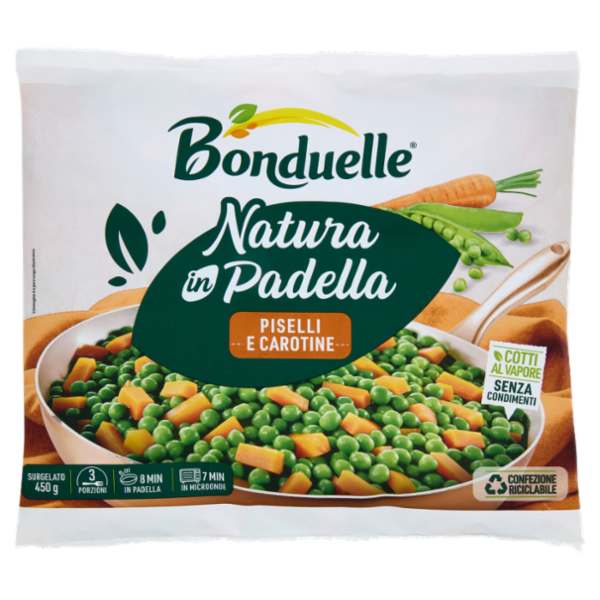 Bonduelle Natura in Padella Piselli e Carotine Surgelato 450 g