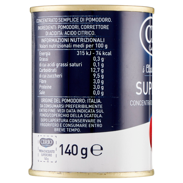 Cirio I Classici dal 1856 Supercirio Concentrato Semplice di Pomodoro 140 g