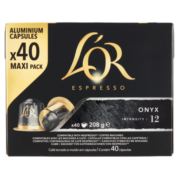 L'Or Espresso Onyx 12- 40 Capsule Caffè Compatibili con Macchine Nespresso*® Original 208g