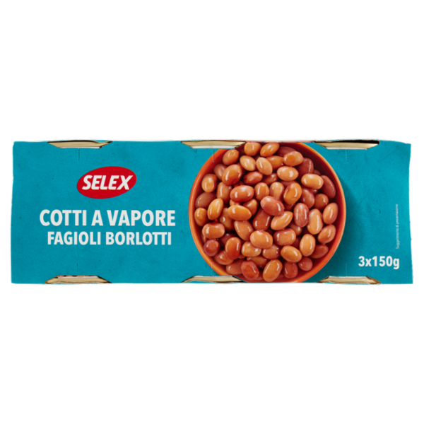 Selex Fagioli Borlotti Cotti a Vapore 3x150 g