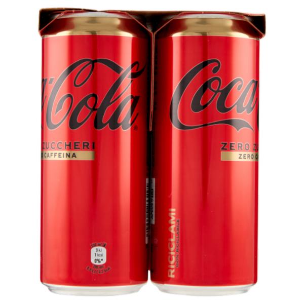 COCA-COLA Zero Zuccheri Senza Caffeina Lattina 4 x 330 ml