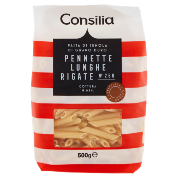 Consilia Pasta di Semola Trafilata al Bronzo Pennette Lunghe Rigate 500 g