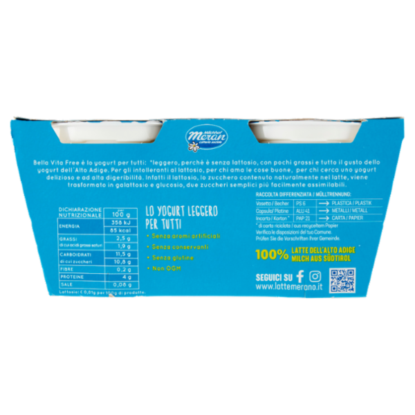 bella vita free Senza Lattosio Cocco 2 x 125 g