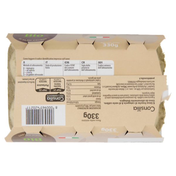 Consilia 6 Uova Fresche di Vario Calibro Biologiche
