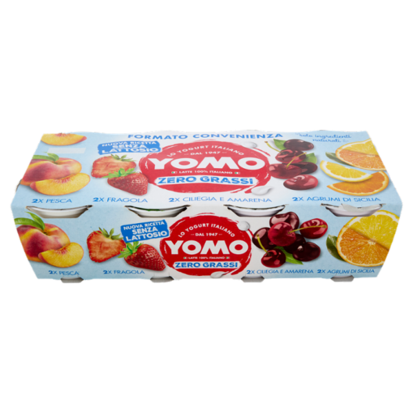 Yomo Zero Grassi Pesca, Fragola, Ciliegia e Amarena, Agrumi di Sicilia 8 x 125 g