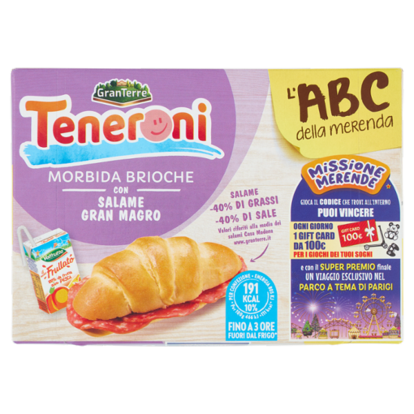 Teneroni l'ABC della merenda Morbida Brioche con Salame Gran Magro
