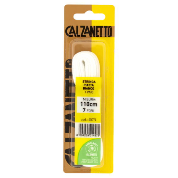 Calzanetto Stringa piatta 110 cm Bianco 1 Paio