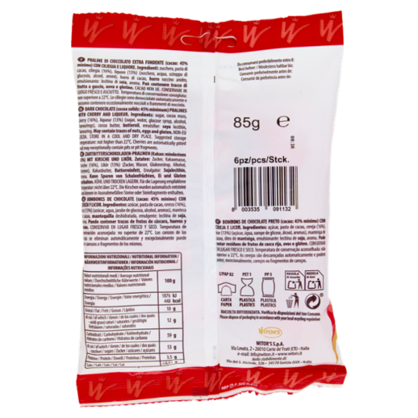 Witor's il Boero Cioccolato Extra Fondente con Ciliegia e Liquore 85 g