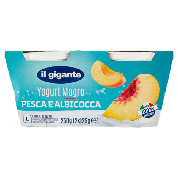 IL GIGANTE Yogurt Magro Pesca e Albicocca 2 x 125 g