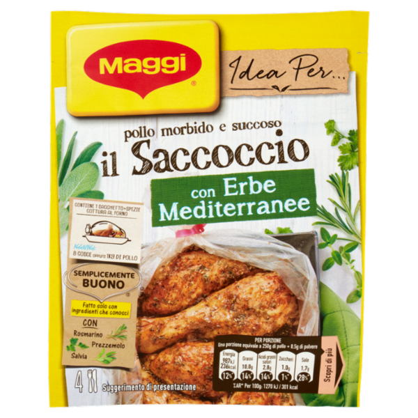 MAGGI il Saccoccio con Erbe Mediterranee Sacchetto e spezie per Pollo al Forno 1 pezzo 34 g