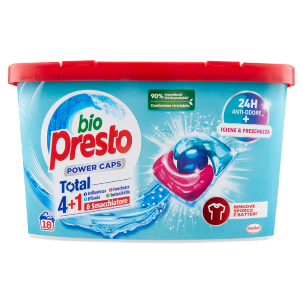 BIO PRESTO Power Caps Igiene & Freschezza 18 Lavaggi 18 x 12 g