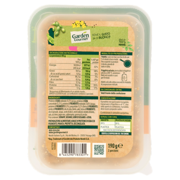 GARDEN GOURMET Maxi Crispy Filetti Vegani di Soia 2 porzioni 190g