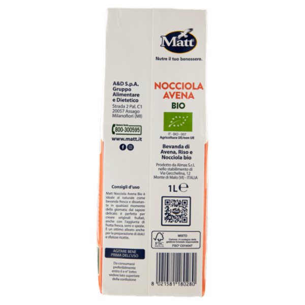 Matt Nocciola Avena Bio 1 L