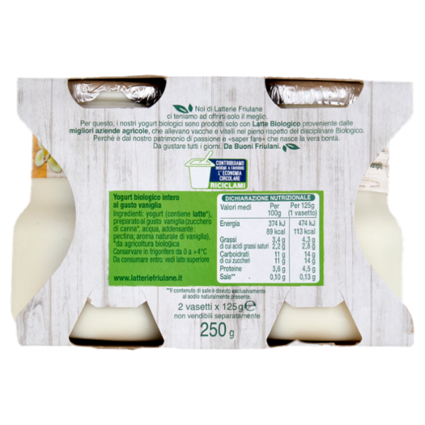 Latterie Friulane Yogurt Bio gusto vaniglia 2 x 125 g