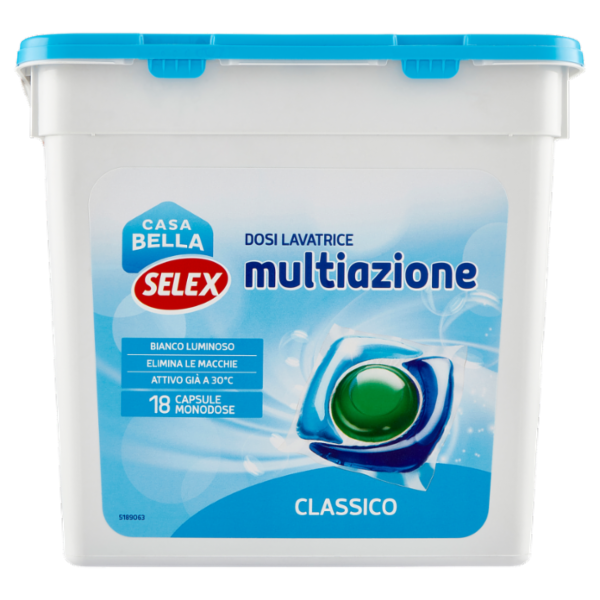 Selex Casa Bella Detersivo per Lavatrice Liquido Concentrato Classico 18 Capsule Idrosolubili 378 ml