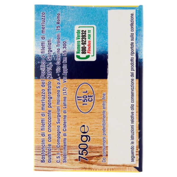 Capitan Findus 30 Bastoncini con 100% Filetti di Merluzzo 750 g