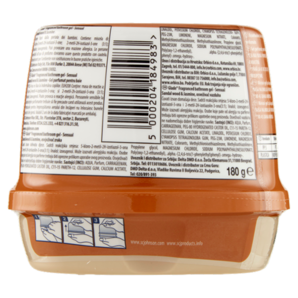 Glade Gel Bagno, Profumatore per Ambienti, Fragranza Sensual Sandalwood & Jasmine 180g