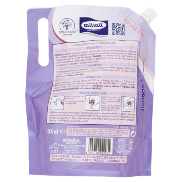 milmil Detergente Intimo all'estratto di malva Universale Ecologica 1 litro
