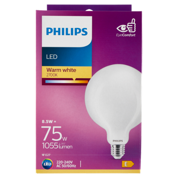 Philips Led globo vetro 75W E27 2700K