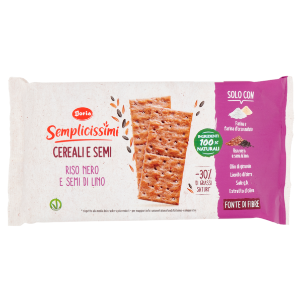 Doria Semplicissimi Crackers Riso Nero e Semi di Lino - 245 g