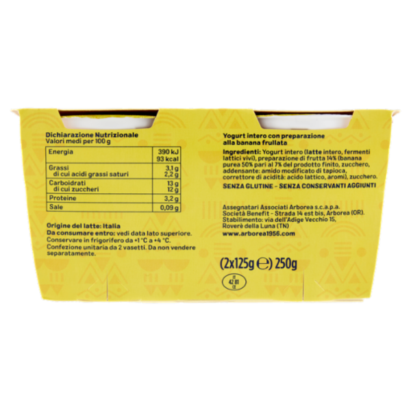Arborea A-Yo Yogurt Intero Banana Frullata 2 x 125 g