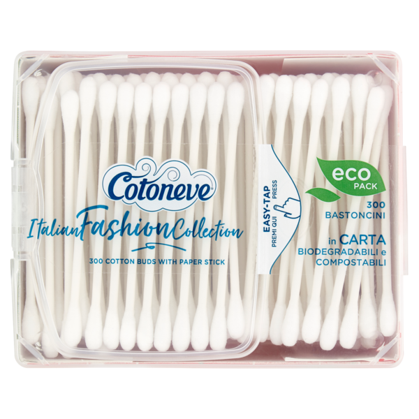 Cotoneve Bastoncini in Carta Biodegradabili e Compostabili 300 pz