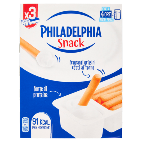 Philadelphia Snack - Cremoso Philadelphia e Fragranti Grissini Cotti al Forno- 3x42g