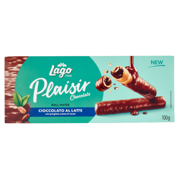 Lago Plaisir Chocolate Roll Wafer Cioccolato al Latte con pregiata crema al cacao 100 g