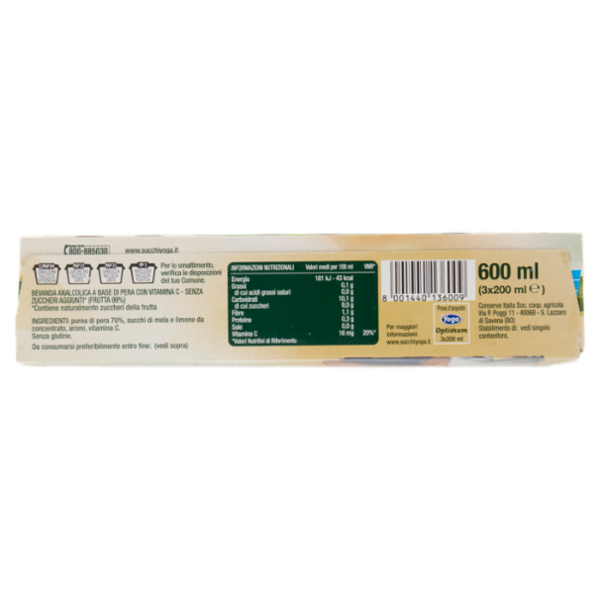 Yoga Optimum 70% Pera Italiana Senza Zuccheri Aggiunti* 3 x 200 ml