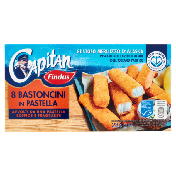 Capitan Findus 8 Bastoncini di Merluzzo in pastella 224 g