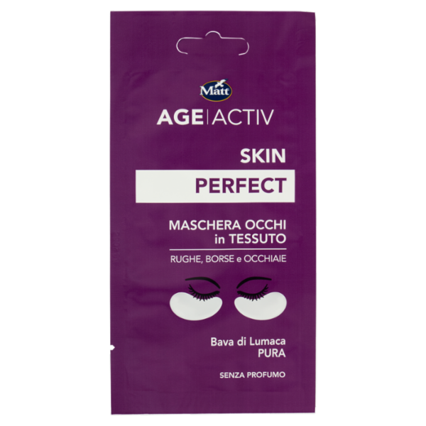 Matt Age Activ Skin Perfect Maschera Occhi in Tessuto Rughe-Borse-Occhiaie Bava di Lumaca Pura 2 pz