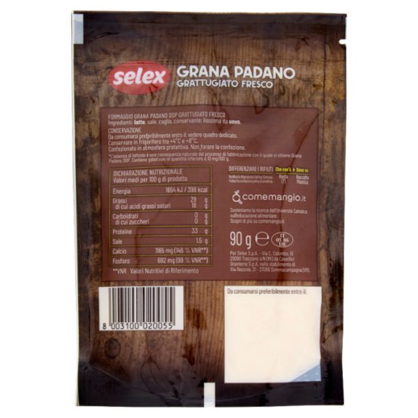 Selex Grana Padano Grattugiato Fresco 16 mesi 90 g