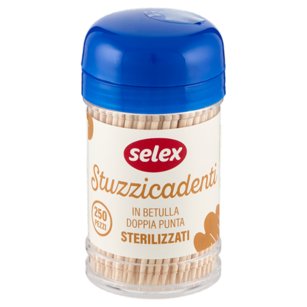 Selex Stuzzicadenti Doppia Punta in Betulla Sterilizzati 250 pezzi