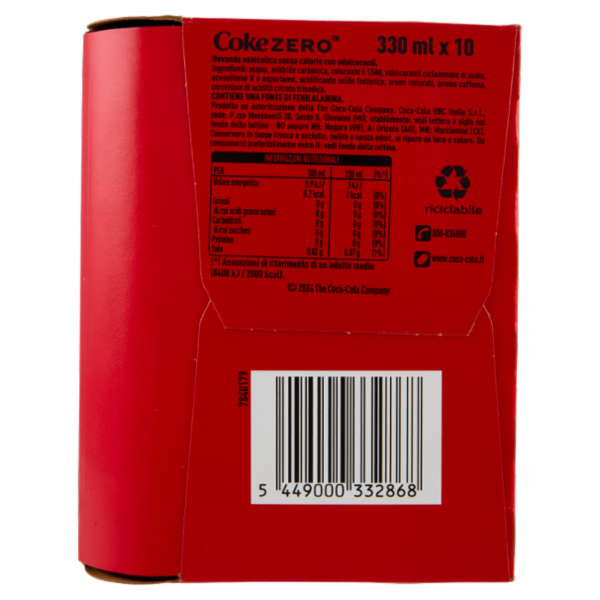 Coca-Cola ZERO lattina sleek 10 x 33 cl
