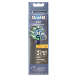 Oral-B Testine Di Ricambio Pro Cross Action Nere Spazzolino Elettrico Denti Ricaricabile 4 Pz