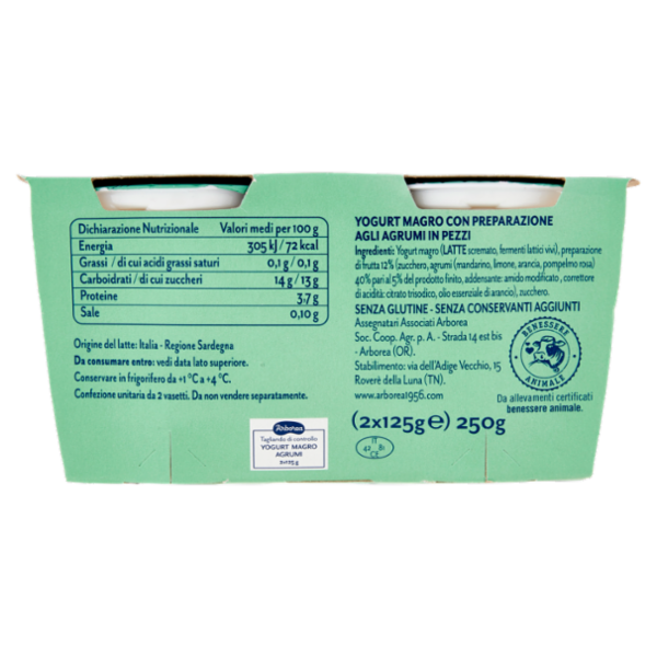 Arborea Yogurt Zero Grassi Agrumi in pezzi 2 x 125 g