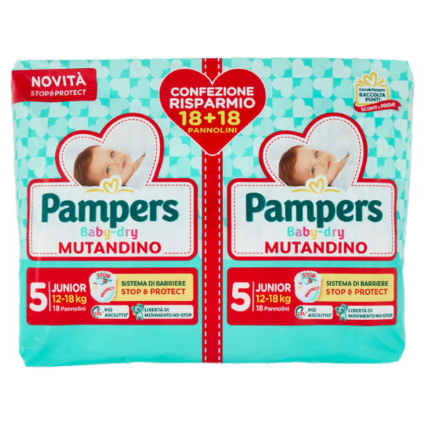 Pampers Baby-dry Mutandino Junior 18 + 18 pz