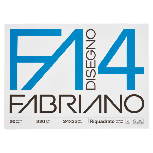Fabriano Disegno 4 220 g/m² 24x33 cm Riquadrato 20 Fogli