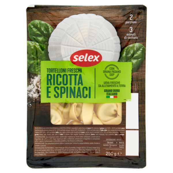 Selex Tortelloni alla Ricotta e Spinaci con Grana Padano 250 g