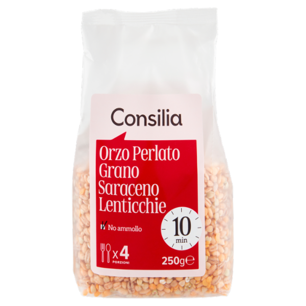 Consilia Cereali e Legumi Secchi Misto Orzo Perlato, Grano Saraceno e Lenticchie 250 g