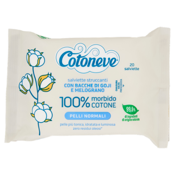 Cotoneve salviette struccanti con Bacche di Goji e Melograno Pelli Normali 20 pz