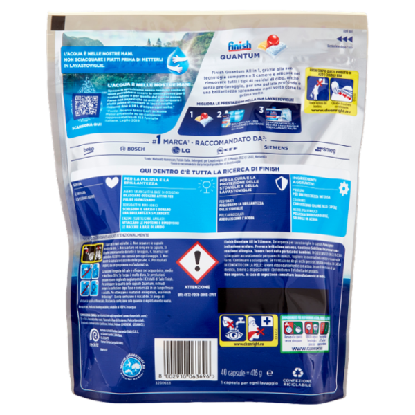 Finish Quantum All In One Lemon pastiglie lavastoviglie 40 lavaggi 416 g