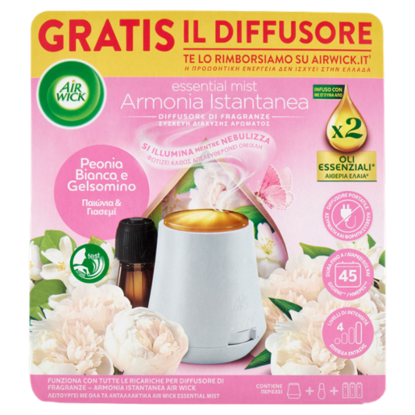 Air Wick Diffusore di Fragranza con oli essenziali Peonia Bianca e Gelsomino 20 mL