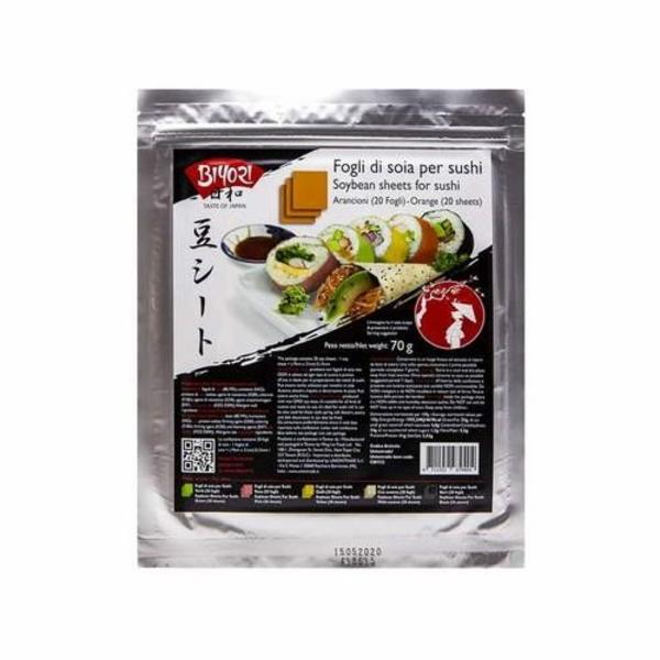 Fogli Di Soia Arancione Per Sushi 20pz